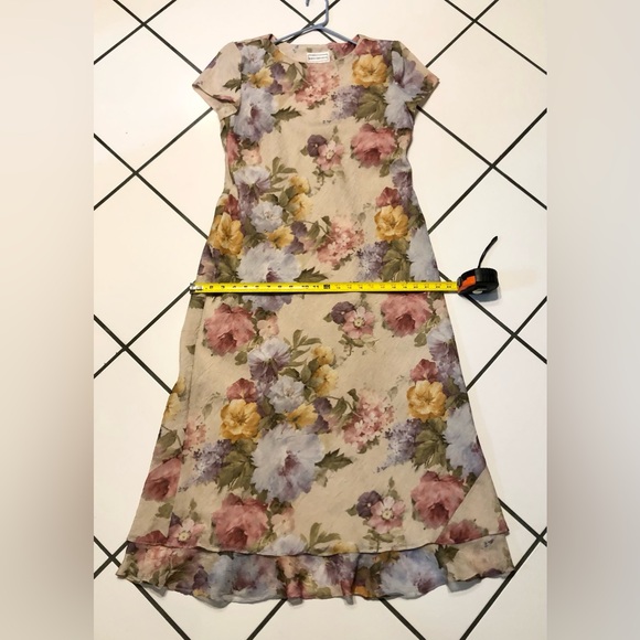 Ladies size 14 Karin Stevens elegant, easy wearing floral print long dress - Picture 9 of 12